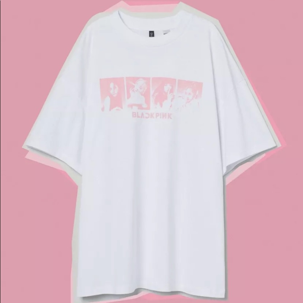 H&M x BLACKPINK Oversized Printed Shirt JISOO JENNIE ROSE LISA Cotton Petite Lrg